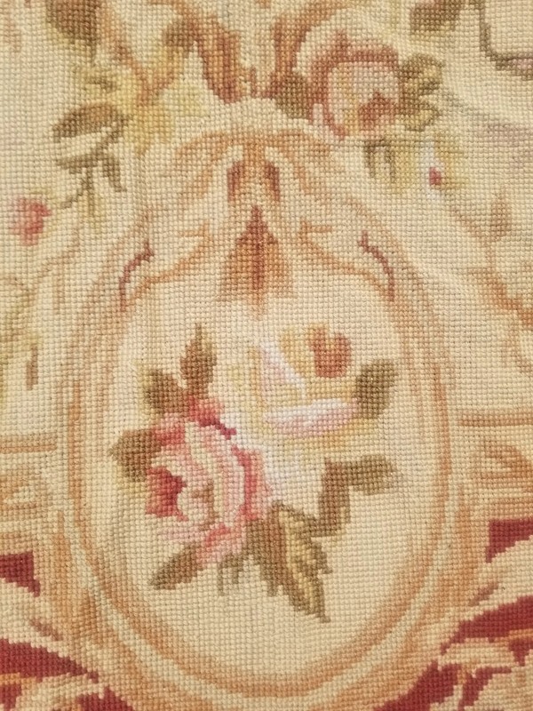 Antique French Handmade Aubusson Floral Wool Multicolor Kilim Rug 5.9x3.8 ft gallery