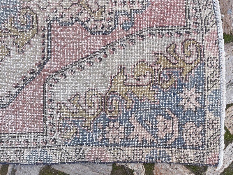 Handmade Area Turkish Carpet 4x7 Pink Oriental Wool Rug Medium Size Anatolian gallery