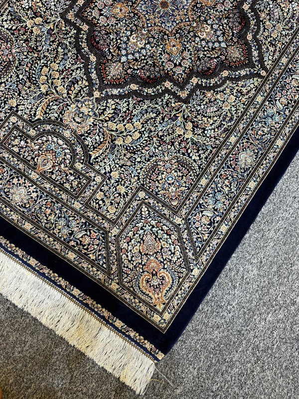 Silk 3 x 5 feet Midnight Sapphire Black Medallion Design Area Rug Carpet gallery