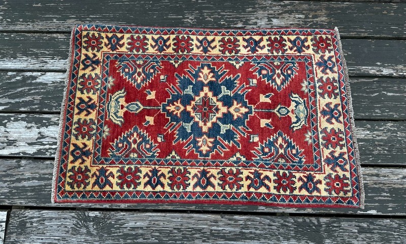 New Handmade Colorful Afghan Kazakh Small Accent Rug, 2'x3' gallery