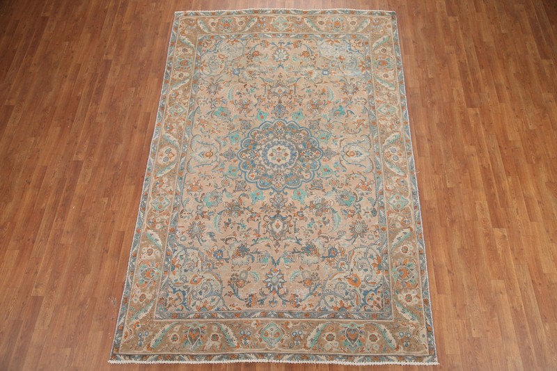 Distressed Floral Area Rug 6x10 Ft Handmade Traditional Living Room Wool Carpet gallery