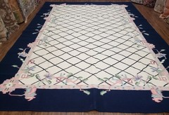 Vintage Indian Dhurrie Area Rug Wool Handmade Ivory Black Kilim Carpet 8.8 x 11
