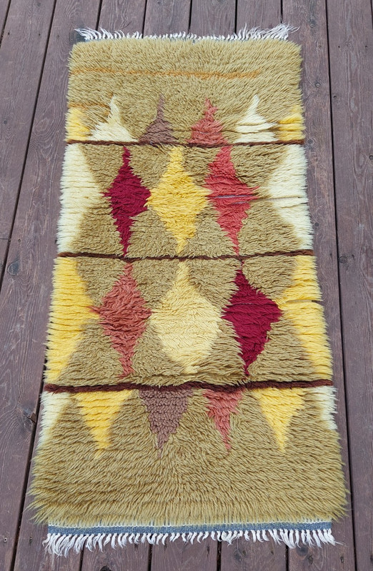 Vintage Scandinavian Rya Rug – Handwoven Wool Rug – Mid Century Wall Hanging – G gallery