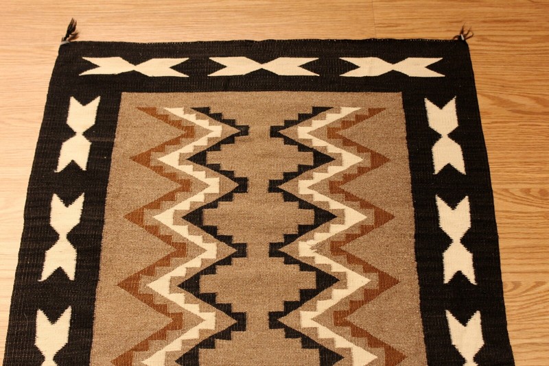 2'7" x 6'7" American Indian Navajo Two Gray Hills Rug Vintage Authentic Woven gallery