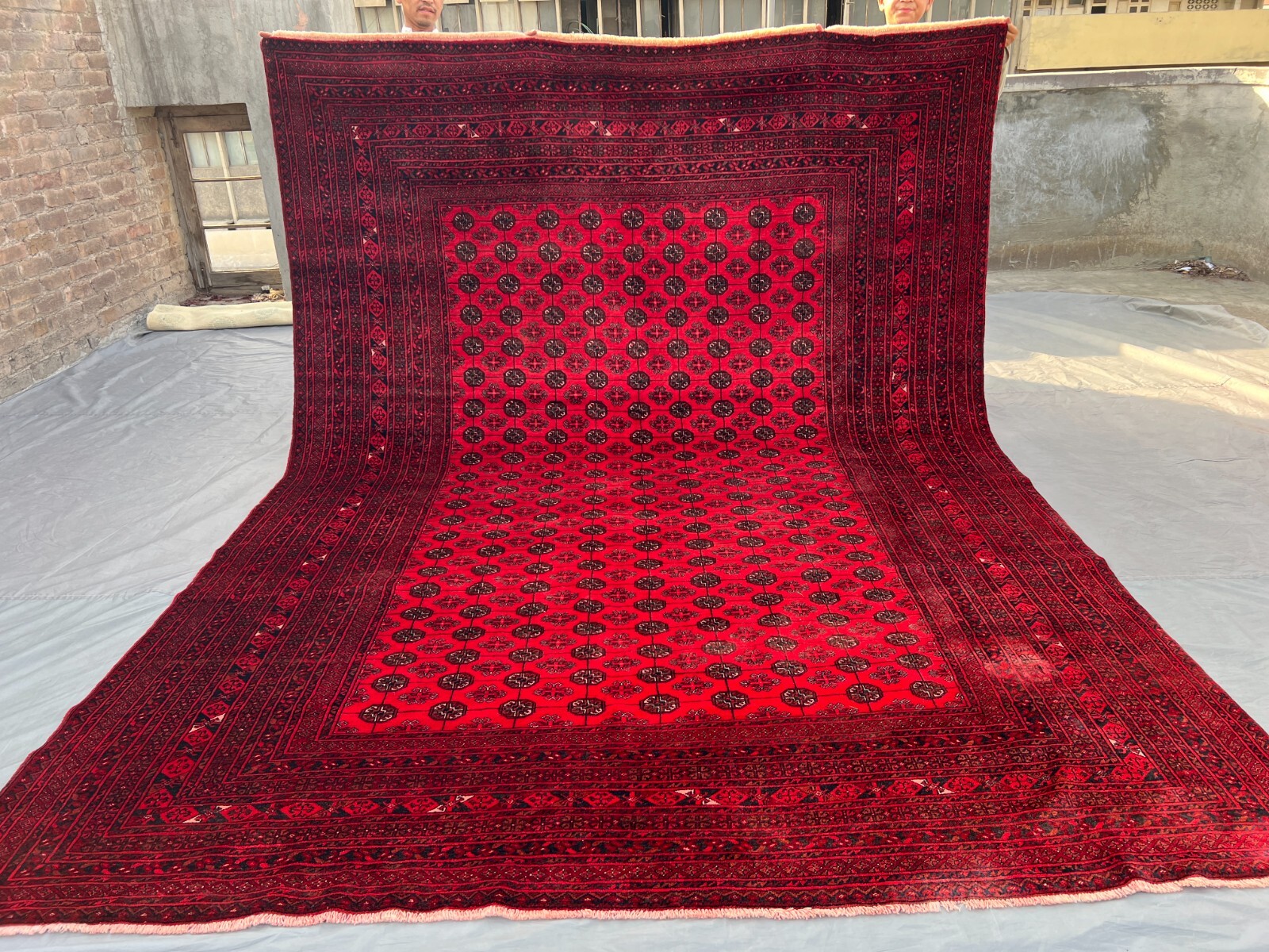 Antique Bukhara Rug 8x11 Afghan Hand Knotted Wool Red Turkmen Elephant Foot Rug gallery