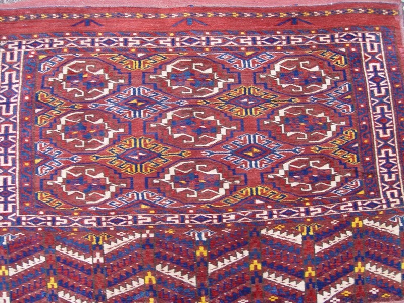 Antique Turkmen Yomud Torba Saddle Bag face Hand Knotted Wool Rug 2'8" x 3'7" gallery