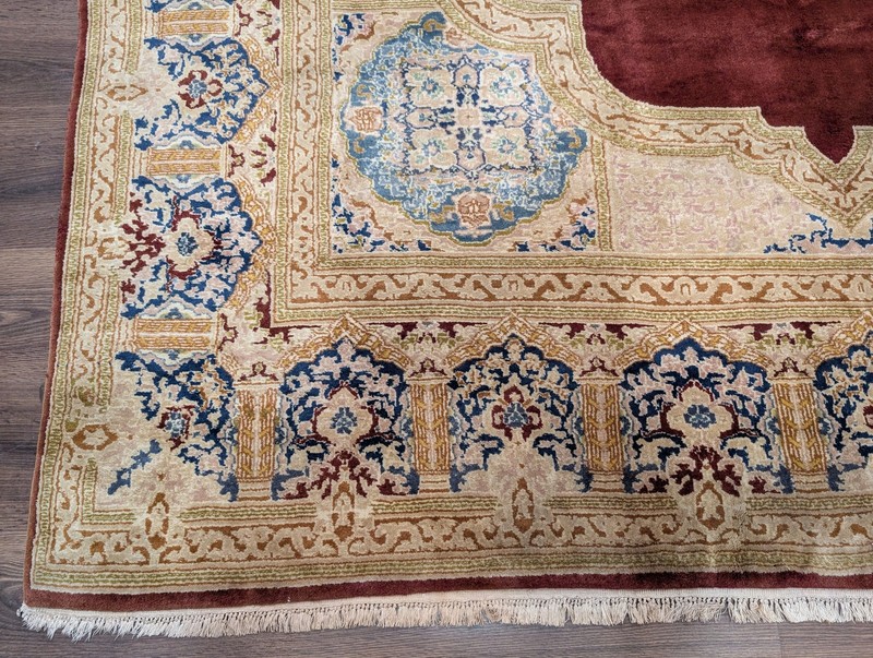 Per'sian Kirman Rug 8x11, Red Semi Open Field, Handmade Wool Carpet gallery