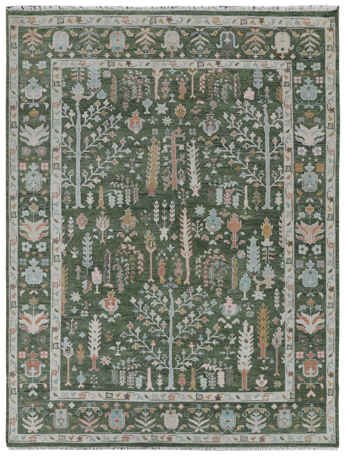 9x12 ft Green/Multi Hand made Oushak Living Area Rugs, Oriental Floor Carpet gallery