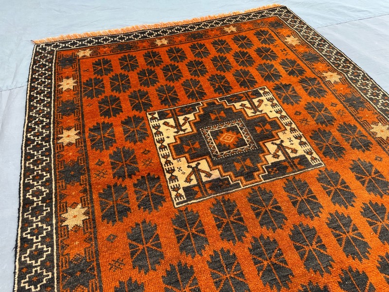 3'3 x 6'3 Vintage Afghan Hand Knotted Rug Geometric Tribal Wool Bedroom Carpet gallery
