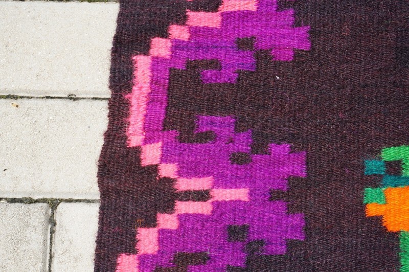 Vintage Romanian traditional rug with floral pattern, old folk wool rug gallery