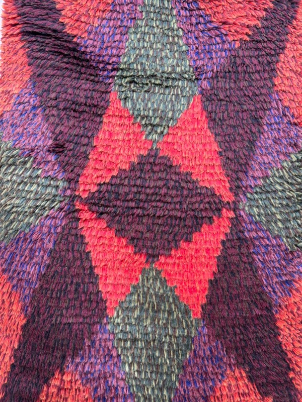 Vintage Beautiful Hand Knotted Swedish Scandinavian Rya Shag Wool Rug Carpet gallery