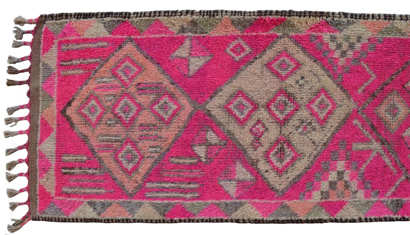 Turkish Runner Rug, HandMade Rug, PINK Hallway Rug, Kitchen Runner 3 x 12 ft gallery