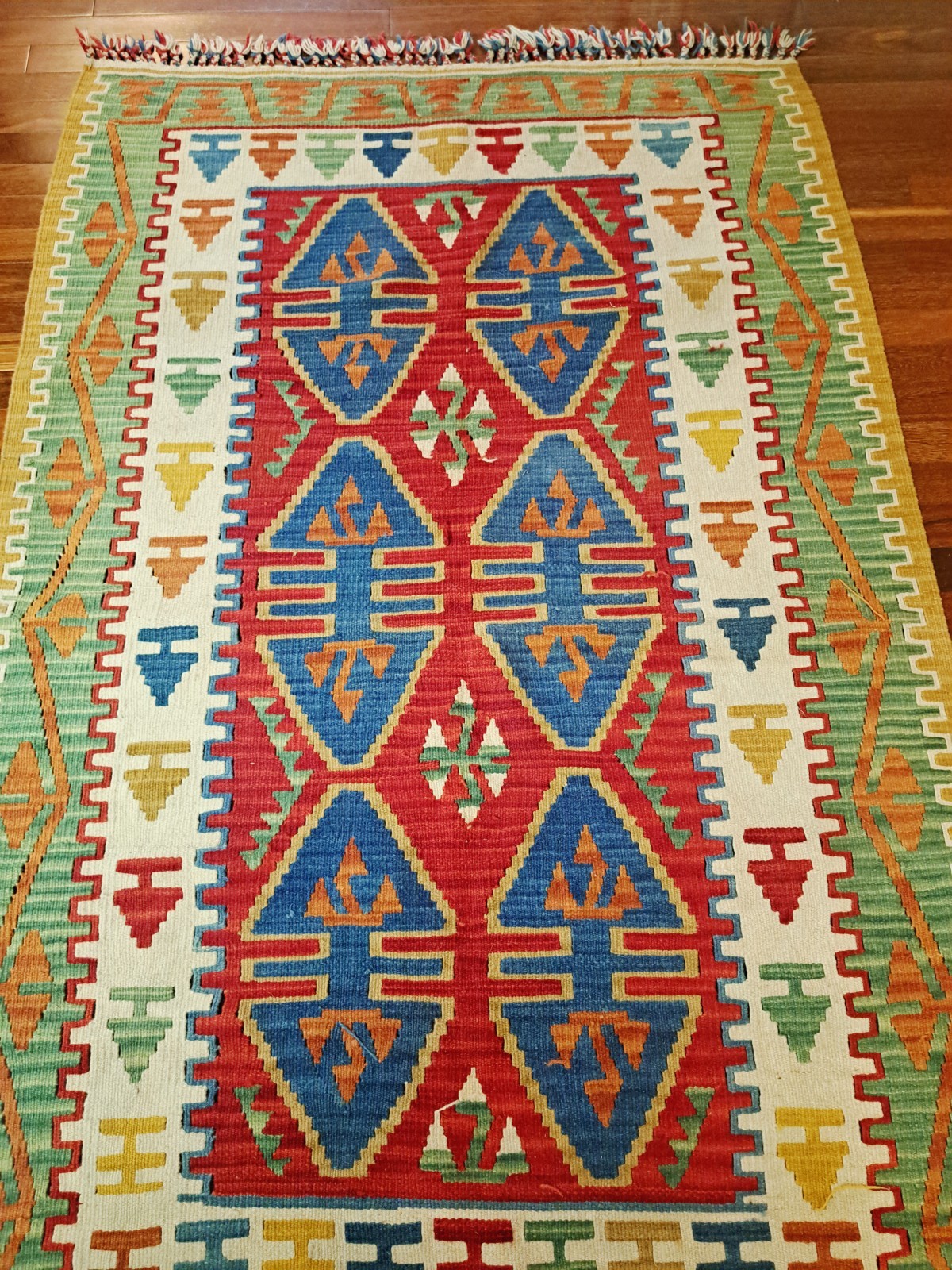 Vintage Traditional Handmade Turkish Wool Multicolor Kilim Rug 6 x3.5 ft gallery