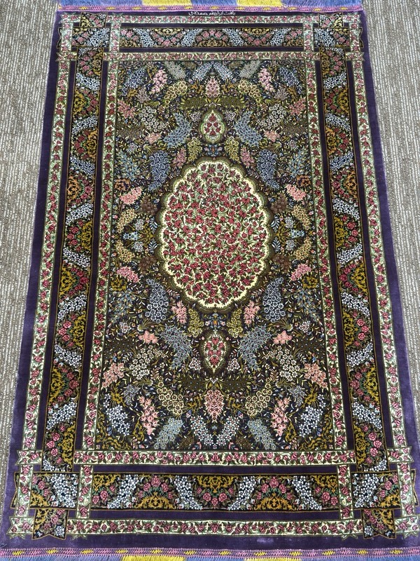 Handmade 100% Silk Classic Shah Abbasi Floral Area Rug 3x5 Ft High Knot KPSI 729 gallery