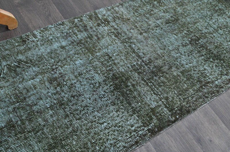 Vintage Turkish Runner Rug 2x6ft Wool Anatolian Handmade Hallway Oushak DARK gallery