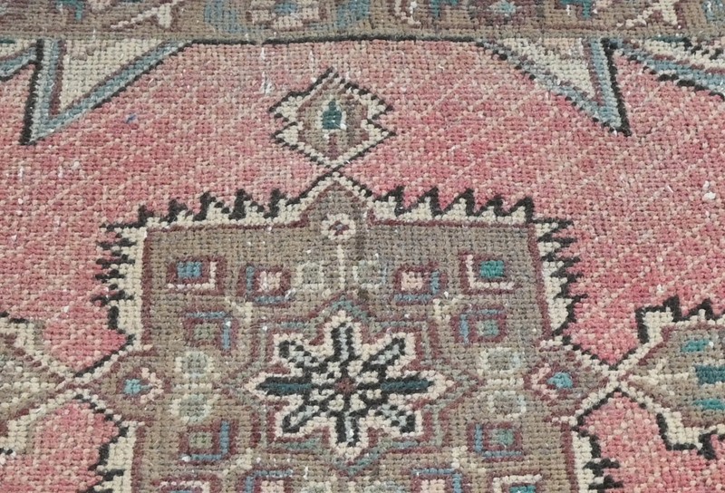 Semi-Antique Handmade Oriental Rug 1'9X2'5 ft Muted Red Floral Distressed Carpet gallery