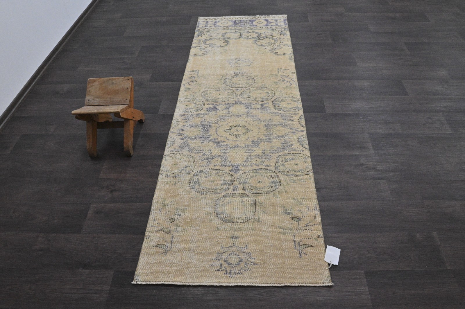 Vintage Turkish Runner Rug 2x8ft Wool Anatolian Handmade Hallway Oushak BEIGE gallery