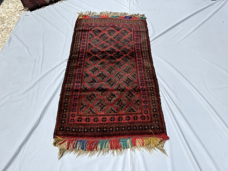 3x6 ft Afghan Hand Knotted Antique Rug Turkish Geometric Oriental Baluchi Carpet gallery