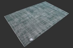 Vintage Turkish Oushak Rug, Green 5×7 ft, Handmade Wool, Bohemian Anatolian