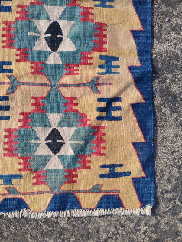 Vintage Handmade Turkish Anatolian Wool Kilim Rug Carpet 75x60 cm gallery
