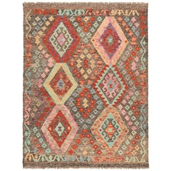 Kelim Afghan 196×151 cm Handwoven Oriental Carpet Rug Kilim