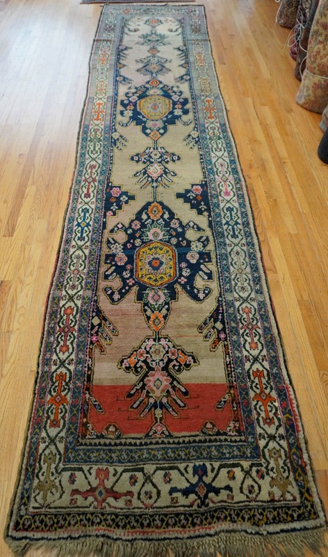 Antique Caucasian Gharah-bagh Runner Hand Knotted Wool Hallway Rug 3'6" x 16' gallery
