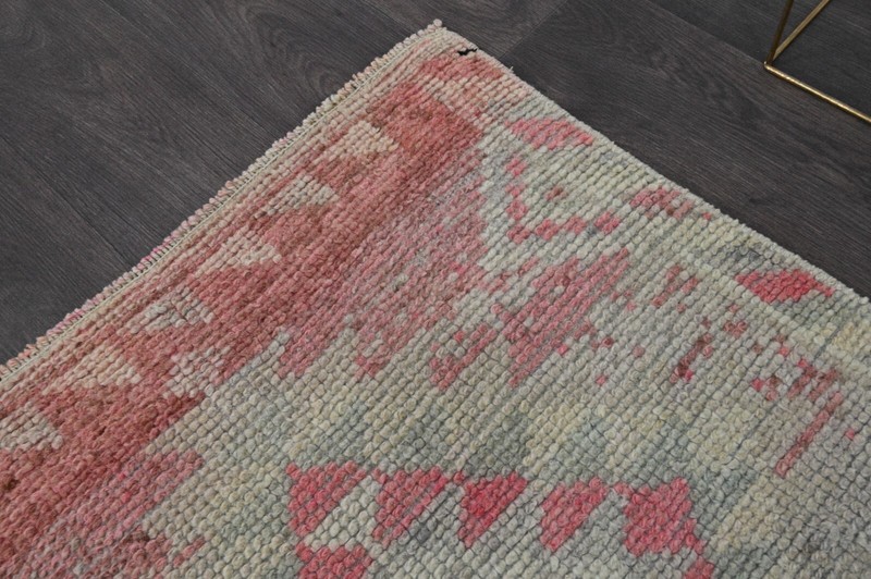 Vintage Turkish Runner Rug 2x12ft PINK Handmade Anatolian Oushak Hallway Wool gallery