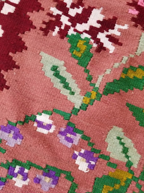Fine Vintage Traditional Handmade Bessarabian Wool Multicolor Kilim 6.2x5.5 ft gallery