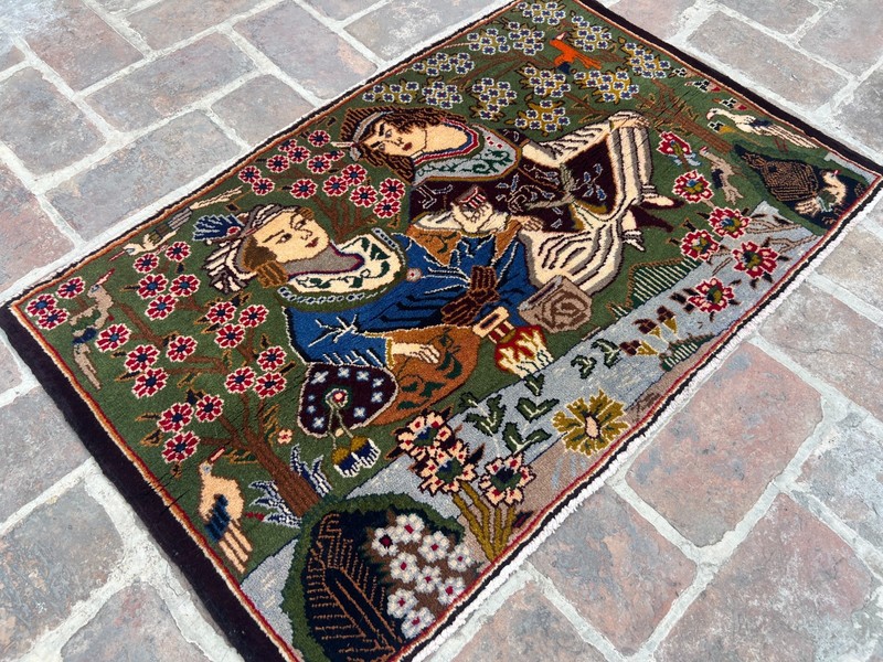 1.10x3.5 Afghan Handmade Pictorial Tribal Wool Rug Area Carpet Wall Hanging Art gallery