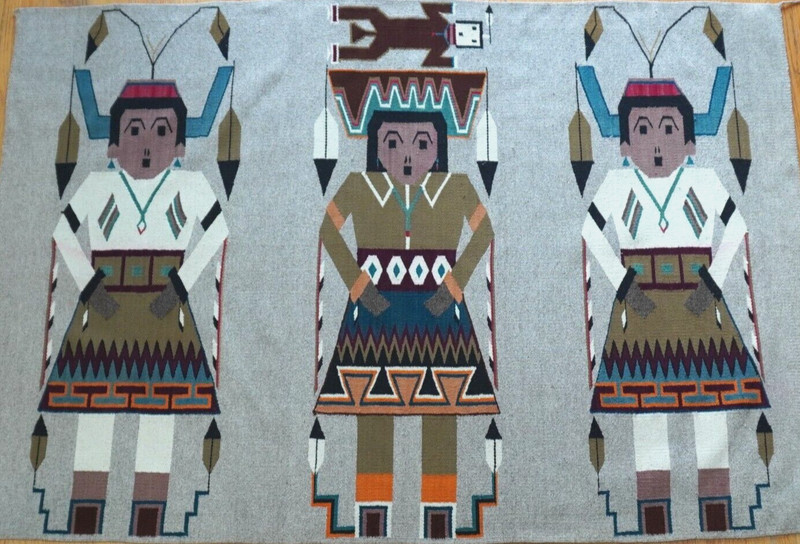 4'6" x 6'6" South West Mexican Navajo Style Wool Handmade Vintage Rug gallery