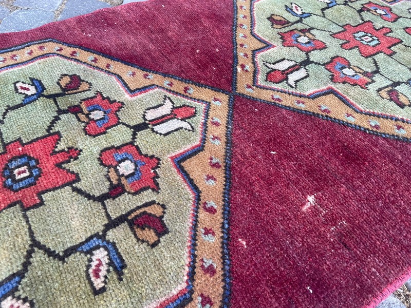 Bohemian Area Rug Handmade Wool Rug Turkish Vintage Traditional Rug 2,0 x 4,2 ft gallery