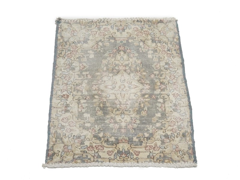 Antique Distressed Wool Rug Vintage Classic Floral Oriental Carpet 1'6X2'0 ft gallery