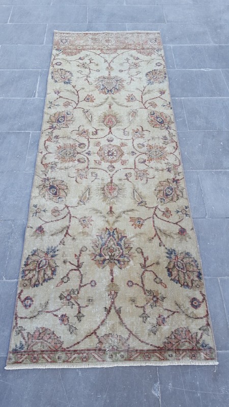 Antique Anatolian Runner Rug Wool Tribal Deformed Handmade Hallway Rug gallery