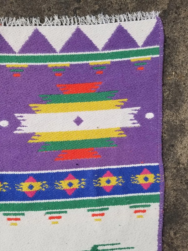 Vintage Traditional Handmade Mexican Style Wool Multicolor Kilim 5.6x3.3 ft gallery