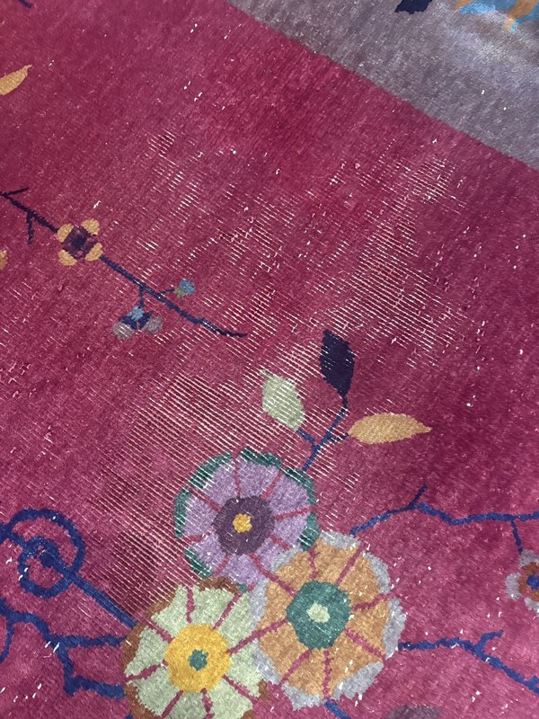 11.5x8.8 FT Vintage Handmade Chinese Art Deco Wool Rug ( C 1920’s) . gallery