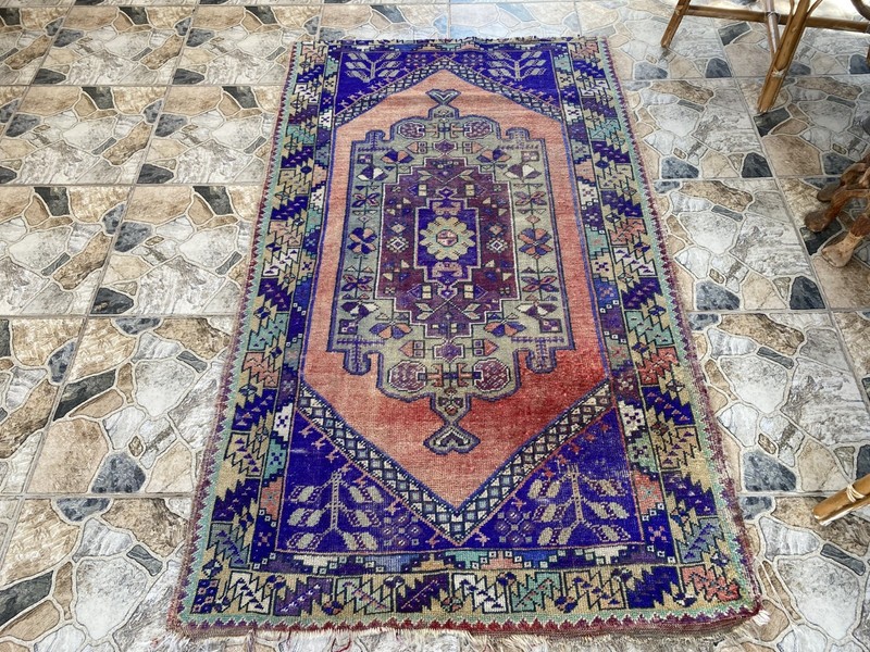 3.5 x 6 ft Vintage Turkish Rug | Hand-Knotted Wool Distressed Antique Area Rug gallery