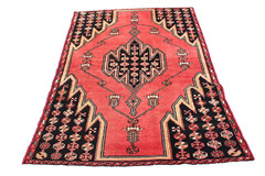 Tribal Nomadic Diamond Afghan 3′ 8″ x 6′ 2″ Red Handmade Area Rug