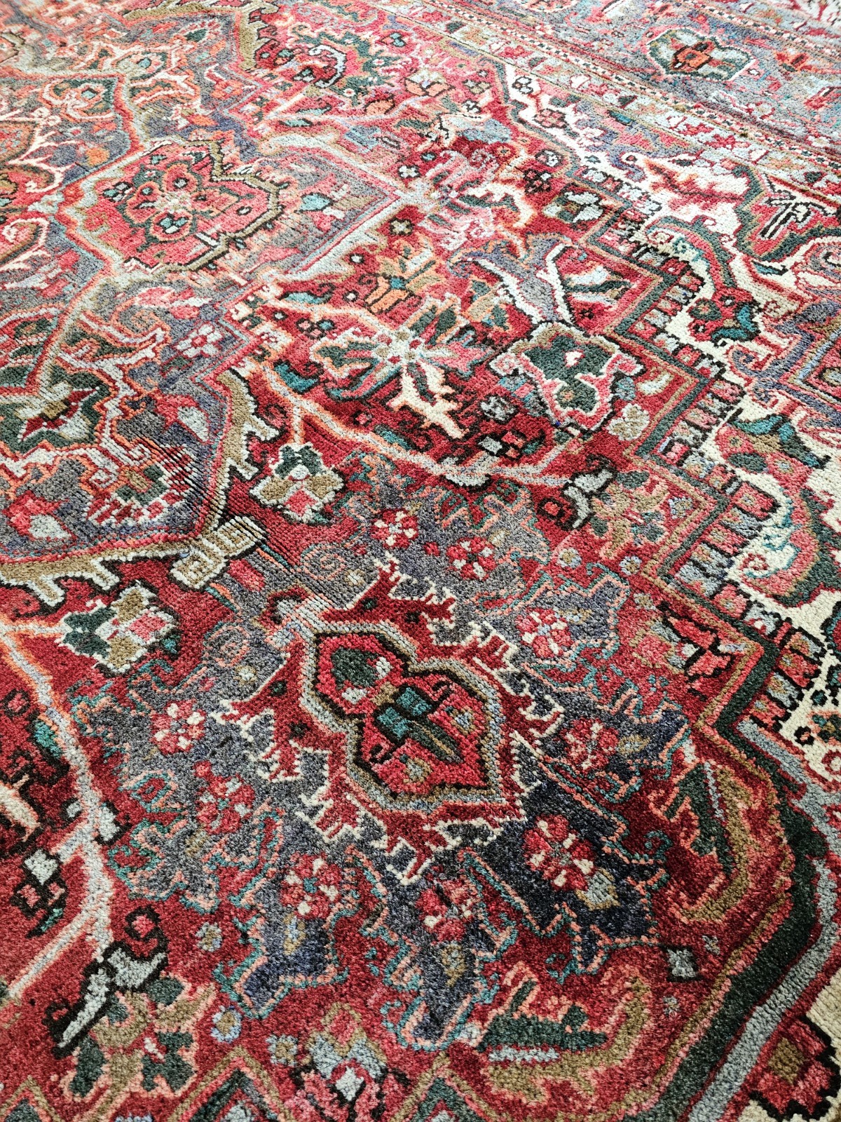 7 x 9.8 ANTIQUE VEG DYE SERAPI HERIZ RUG VINTAGE KAZAK CAUCASIAN gallery