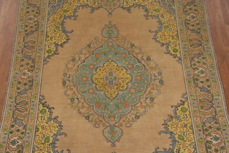 Traditional Medallion Peach Area Rug Wool Hand-made Living Room Carpet 8x11 gallery