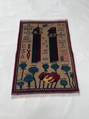 85×60 cm War rug 9/11 twin towers Wool War Rug Afghan War Rug Handicrafts #673
