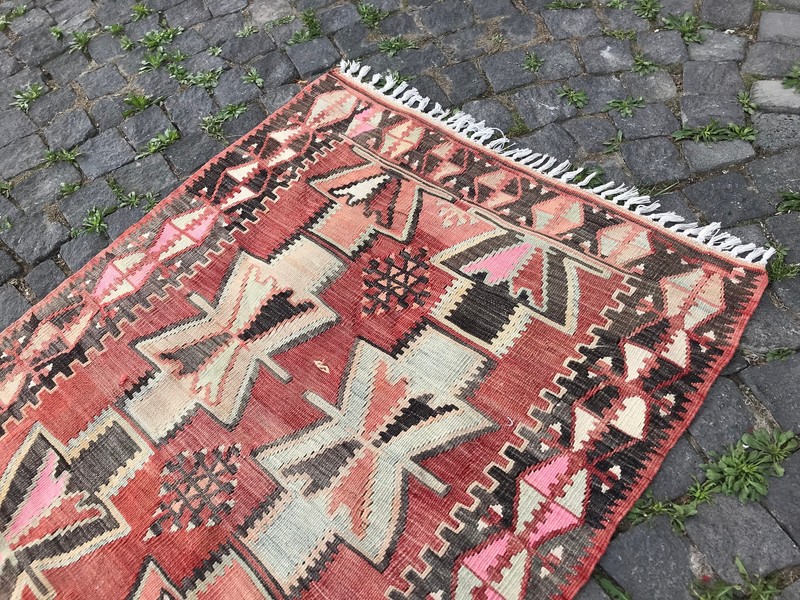 4.1 X 3.1 Ft Turkish Vintage Kilim Rug , Handmade Wool Area Kilim, Bohemian Rug gallery