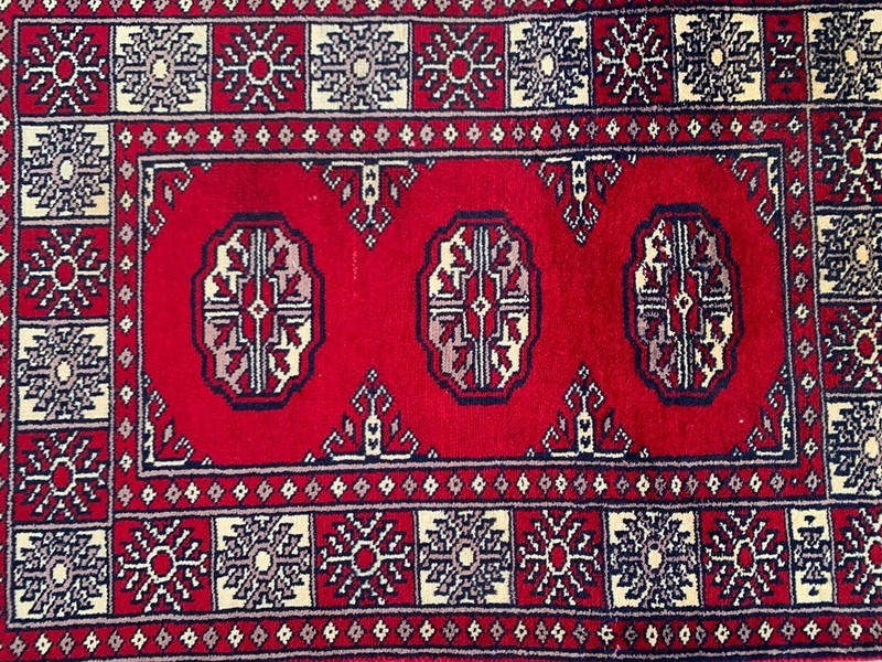 Vintage Afghan Jaldar Bokhara, Wool Area Rug, Traditional Carpet (2x3 ft.) gallery