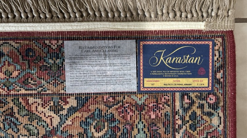 Karastan Rug 2x4 Multicolor Panel Kirman #717, Original 700 Series, Wool Pile gallery