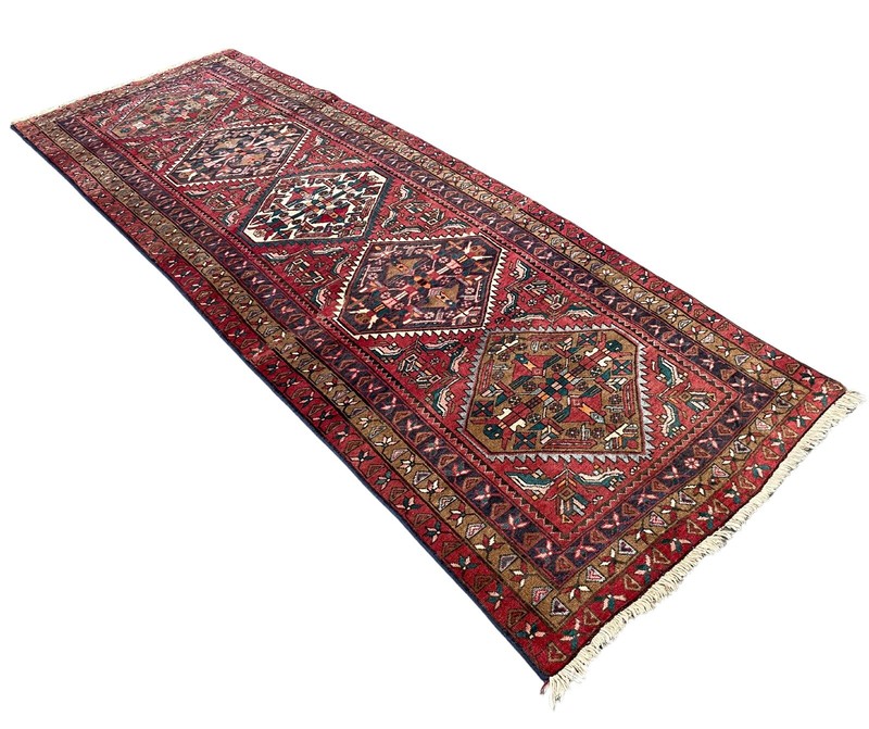VINTAGE HERIZ RUNNER HAND MADE HALLWAY PERSIAN WOOL RUG CARPET 10'5" x 3'7" gallery