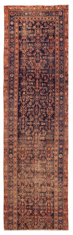 4'0" x 13'8" Vintage Hand-knotted Runner Rug Traditional Oriental Wool Carpet