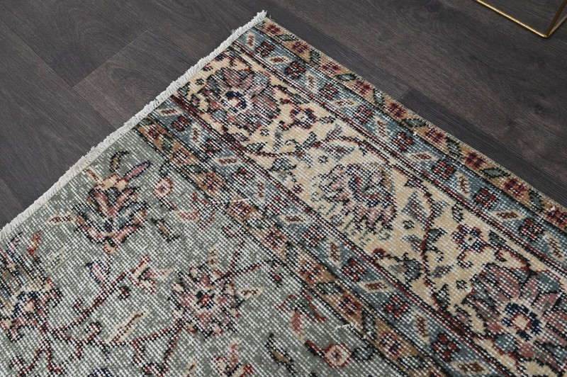 Vintage Turkish Runner Rug 2x8ft Wool Anatolian Handmade Hallway Oushak GRAY gallery