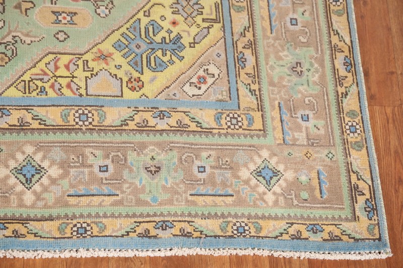 Vintage Light Green Over-Dyed Wool Living Room Area Rug Handmade Carpet 6x9 gallery