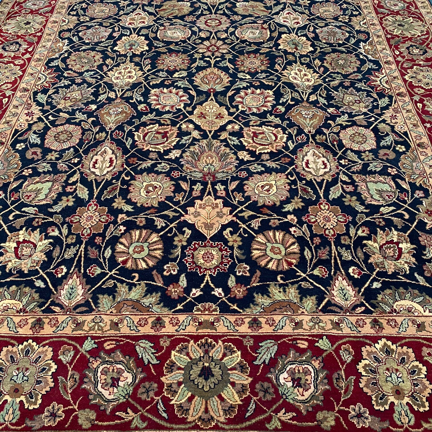 New Fine Quality Floral Oriental Rug Handmade in India, Thick Soft Pile, 9x12 gallery