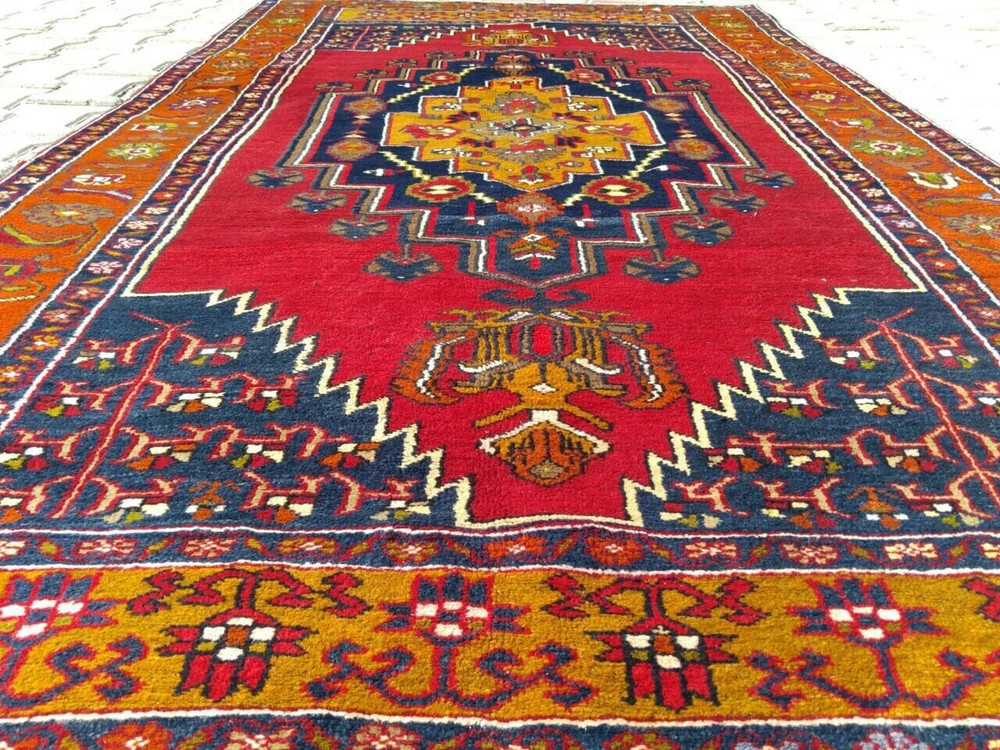 Exquisite Antique Multi-Colored Wool Pile Bohemian Area Rug 4'4"×8'10"