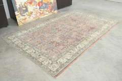 5×8 Turkish Area Rug Hand-Knotted Vintage Neutral Wool Rug Oushak Carpet,163